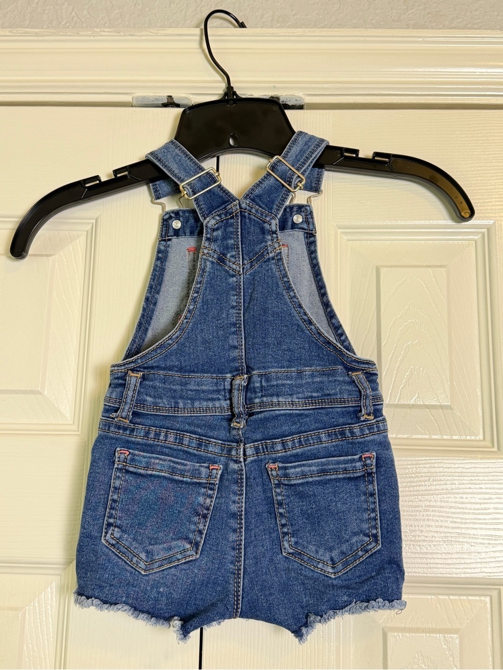 Jordache Blue Denim Girls Rainbow Embroidered Short Overalls - Picture 4 of 7